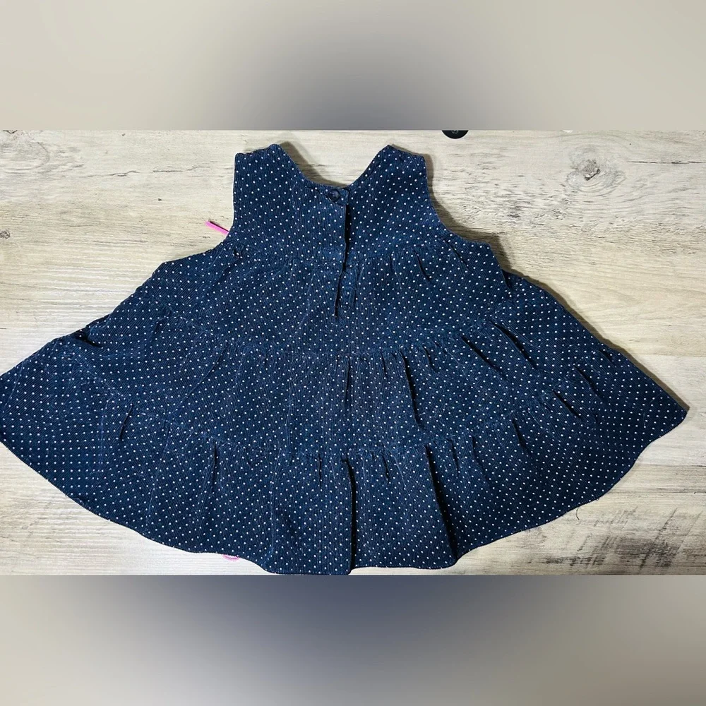 Rare Editions Navy Corduroy Dress with Pink Dots and Butterfly Accents- Size 12M - Picture 6 of 6